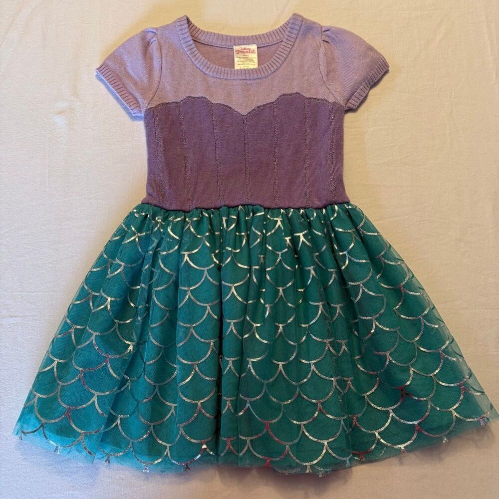Disney Princess | Ariel Little Mermaid | Knit Tulle Dress Purple Teal | Size 5T